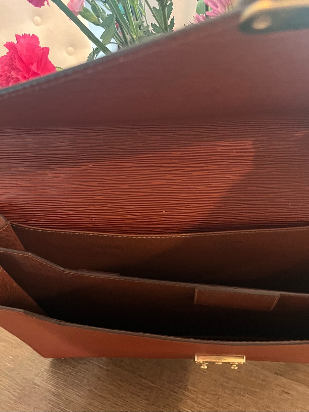 Brown Epi Leather Briefcase with Gold Hardware - Picture 4 of 4